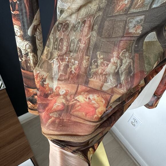 Zara Studio Of Apelles Willem Van Haecht Bodysuit Mesh Top Bloggers Favorite - Picture 7 of 11